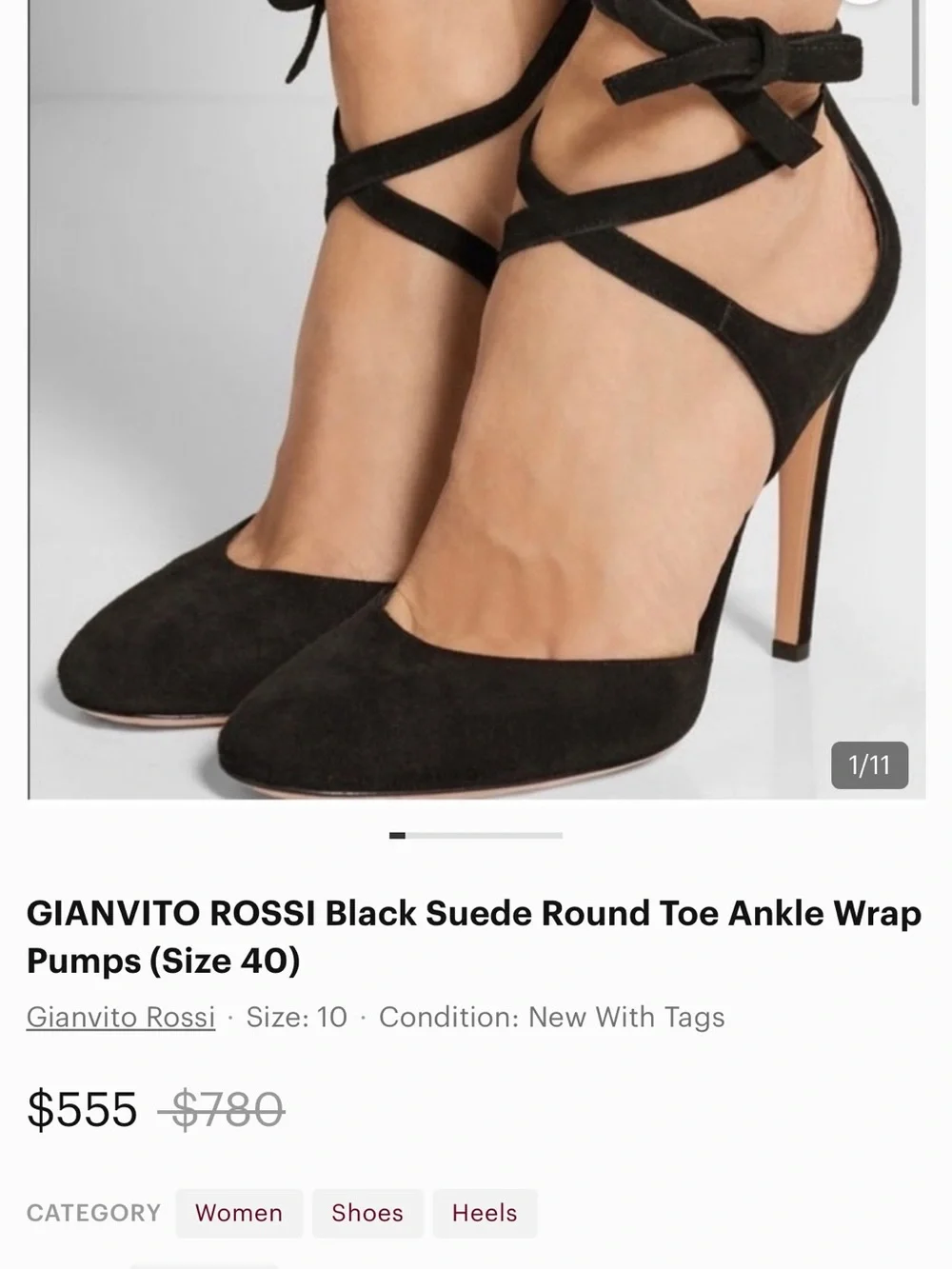 Gianvito Rossi Black Suede Lace-Up High Heel Pumps